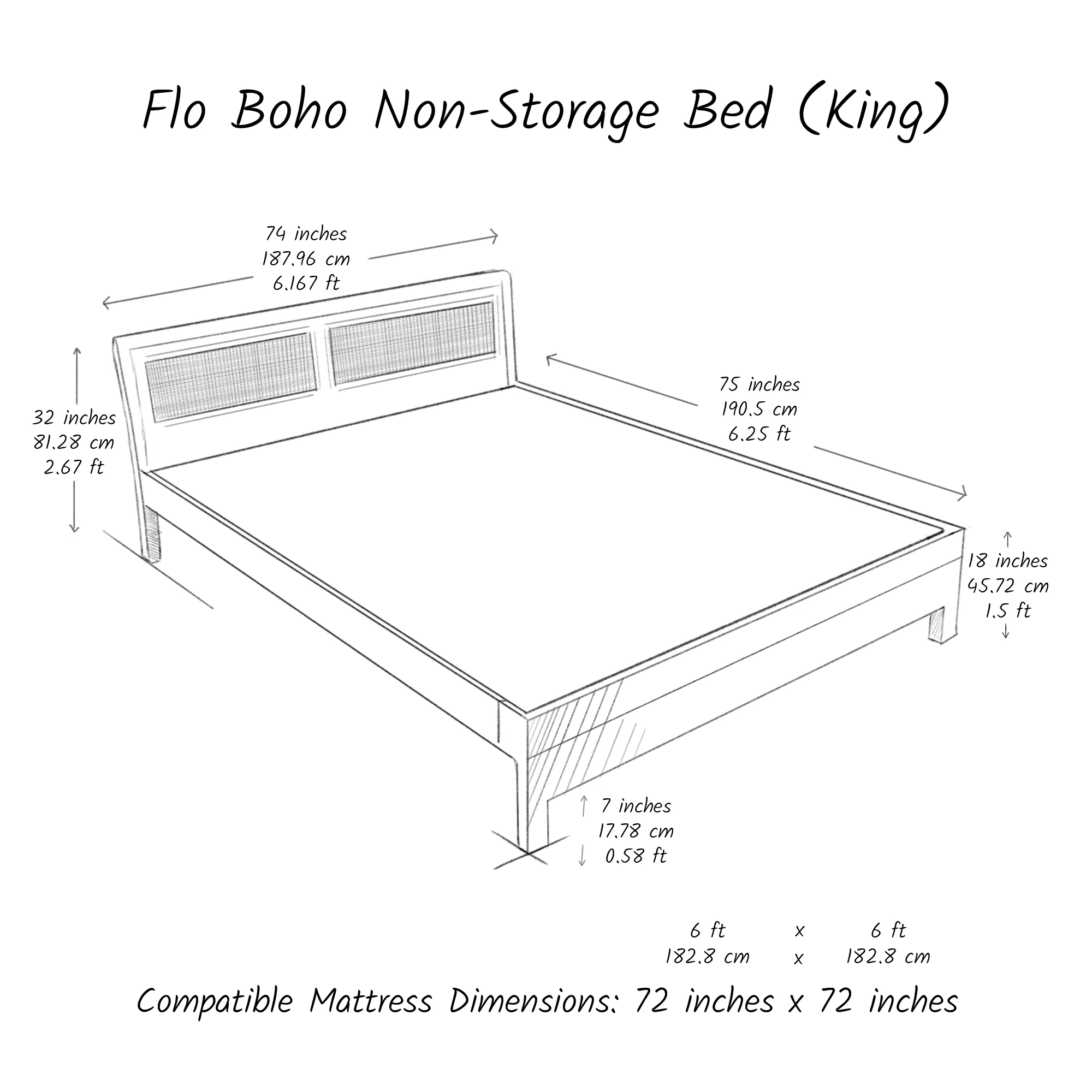 Boho Bed (Acacia Wood) - Image 10